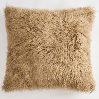 Tibetan/Mongolian Lamb Fur Pillow Cover Dark Beige