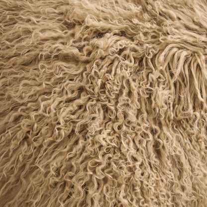 Tibetan/Mongolian Lamb Fur Pillow Cover Dark Beige