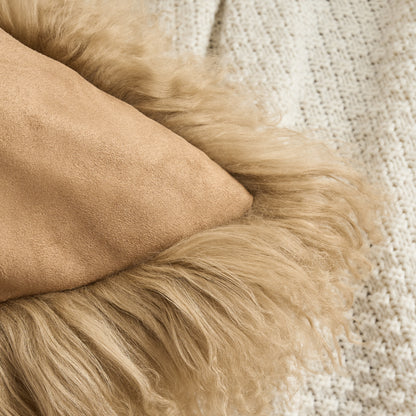 Tibetan/Mongolian Lamb Fur Pillow Cover Dark Beige
