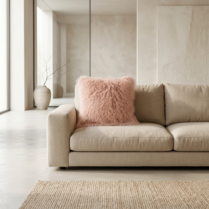 Mongolian Lamb Fur Pillow – Lotus Pink | Soft Luxury Throw Pillow | Multiple Sizes Available