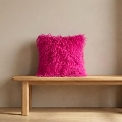 Mongolian Lamb Fur Pillow – Hot Pink | Soft Luxury Throw Pillow | Multiple Sizes Available