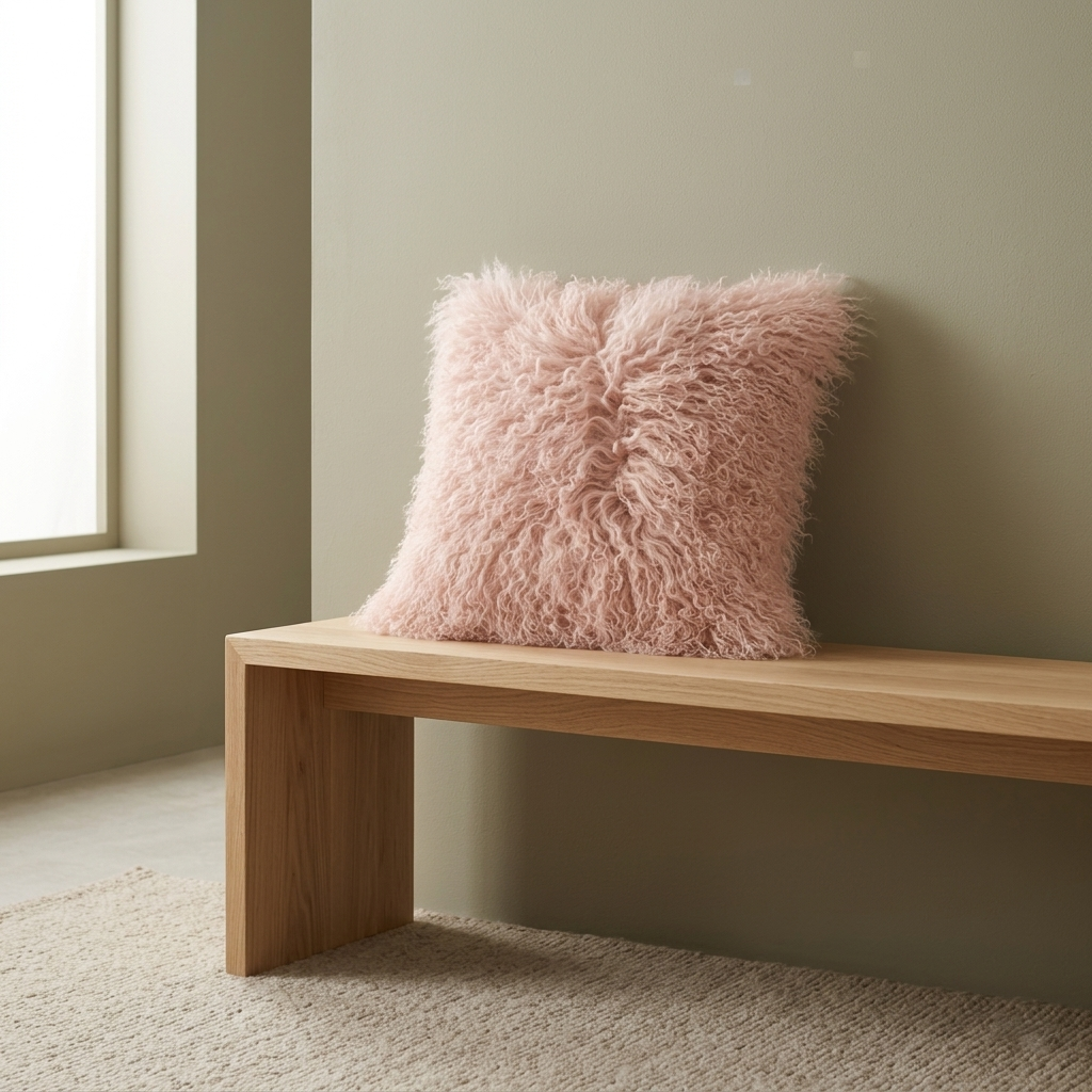 Mongolian Lamb Fur Pillow – Lotus Pink | Soft Luxury Throw Pillow | Multiple Sizes Available