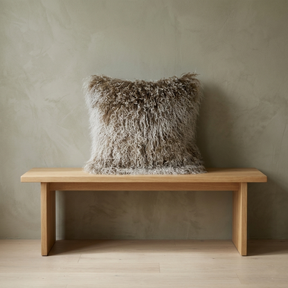 Mongolian Lamb Fur Pillow – Sage Green with White Tips  | Soft Luxury Throw Pillow | Multiple Sizes Available