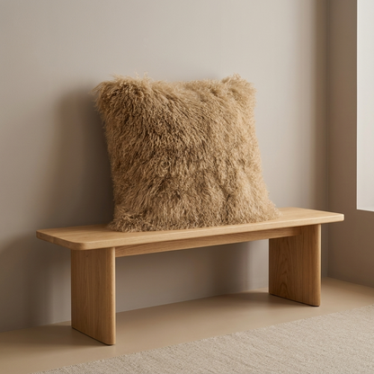 Mongolian Lamb Fur Pillow – Dark Beige| Soft Luxury Throw Pillow | Multiple Sizes Available
