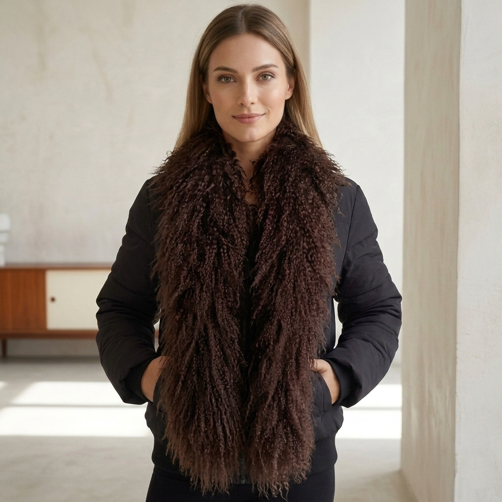 Luxury Tibetan & Mongolian Lamb Fur Scarf – Genuine Fur, Multiple Colors