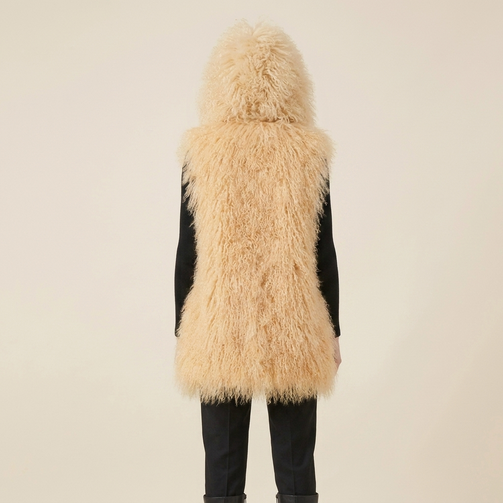 26" Hooded Mongolian Lamb Fur Vests | Available in Multiple Colors