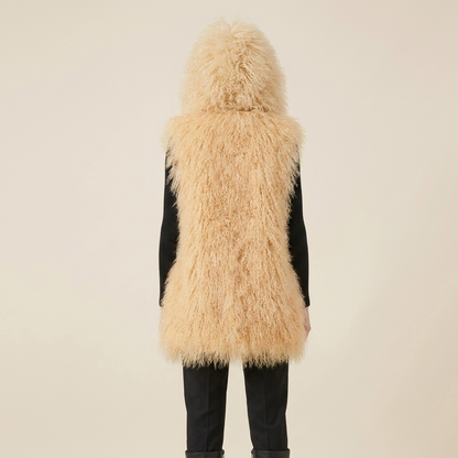 26" Hooded Mongolian Lamb Fur Vests | Available in Multiple Colors