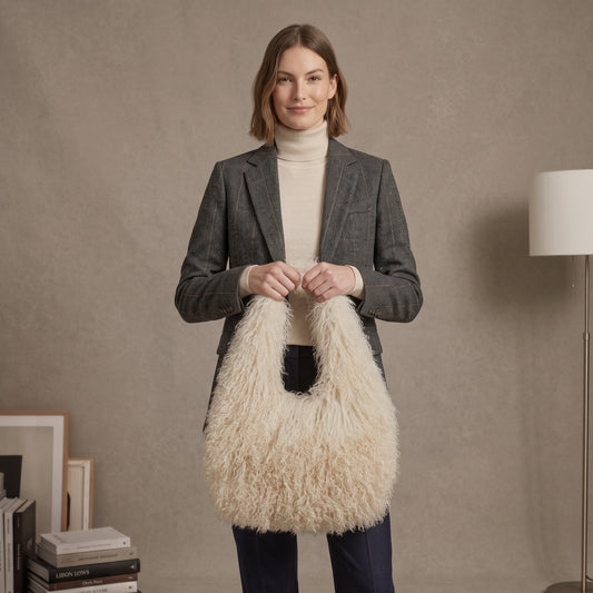 Mongolian Lamb Fur Hobo Tote Bag
