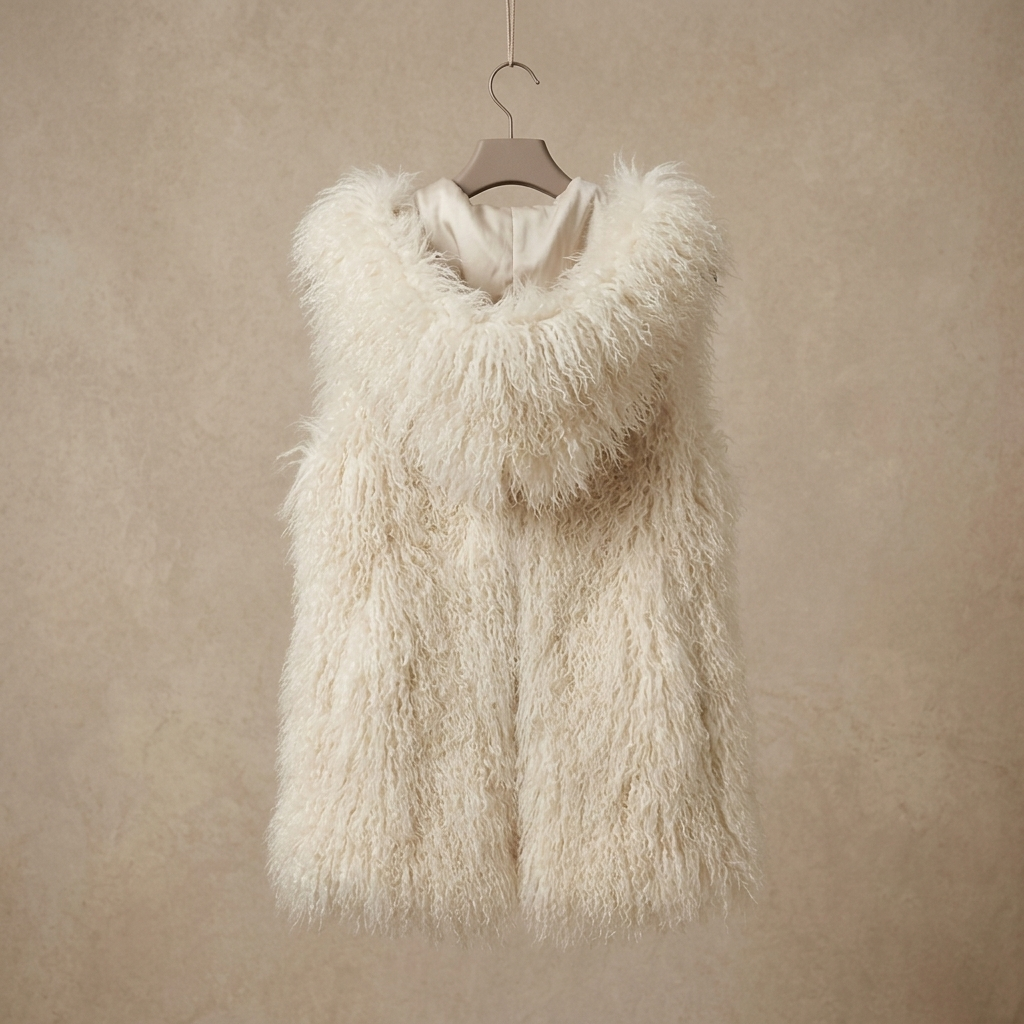 26" Hooded Mongolian Lamb Fur Vests | Available in Multiple Colors