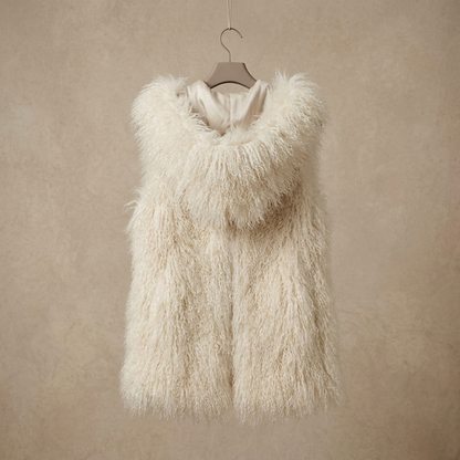 26" Hooded Mongolian Lamb Fur Vests | Available in Multiple Colors