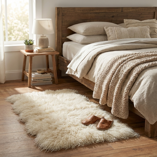 Premium Mongolian Lamb Fur Pelt 2' x 4' Natural Curly Sheepskin Rug – Multiple Colors
