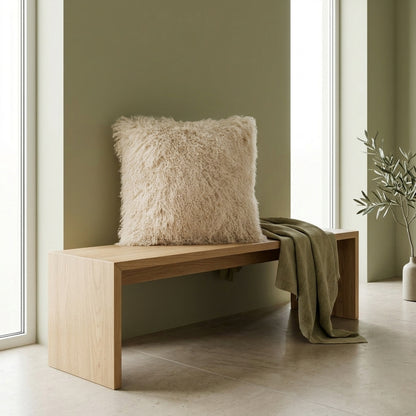 Mongolian Lamb Fur Pillow – Beige| Soft Luxury Throw Pillow | Multiple Sizes Available