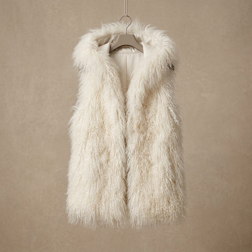 26" Hooded Mongolian Lamb Fur Vests | Available in Multiple Colors