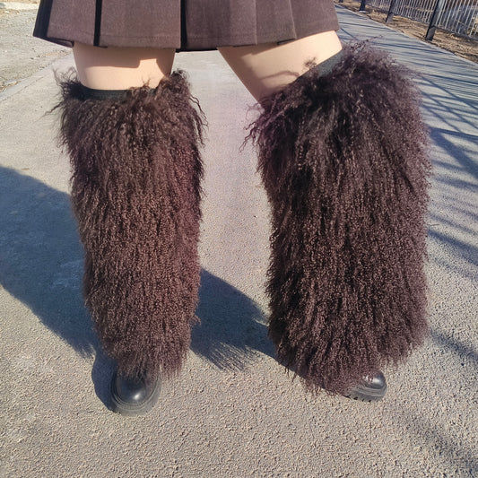 Jambières en fourrure d'agneau mongol / tibétain