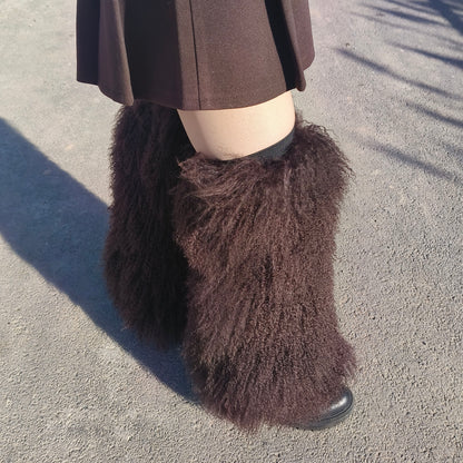 Jambières en fourrure d'agneau mongol / tibétain