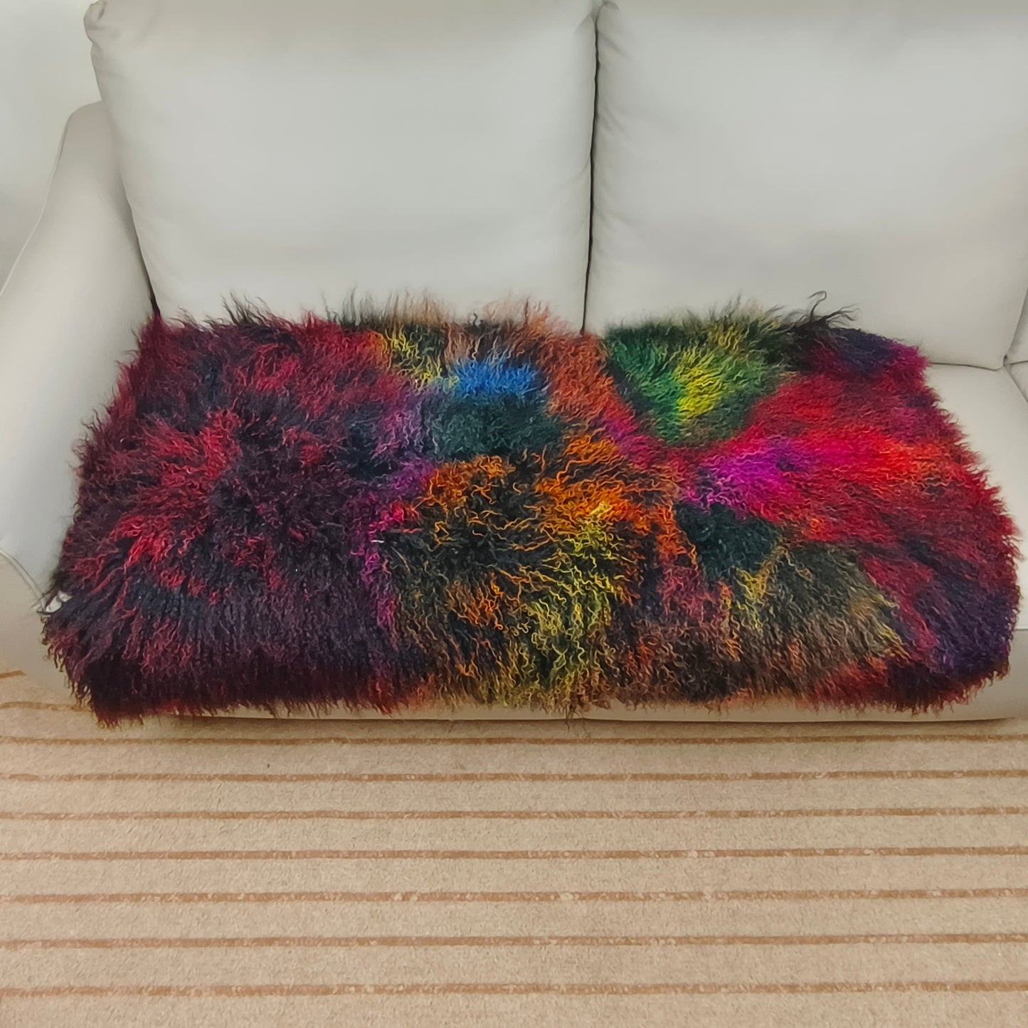Mongolian and Tibetan Lamb Fur Plate 2 x 4 Natural Curly Sheepskin Multiple Colors
