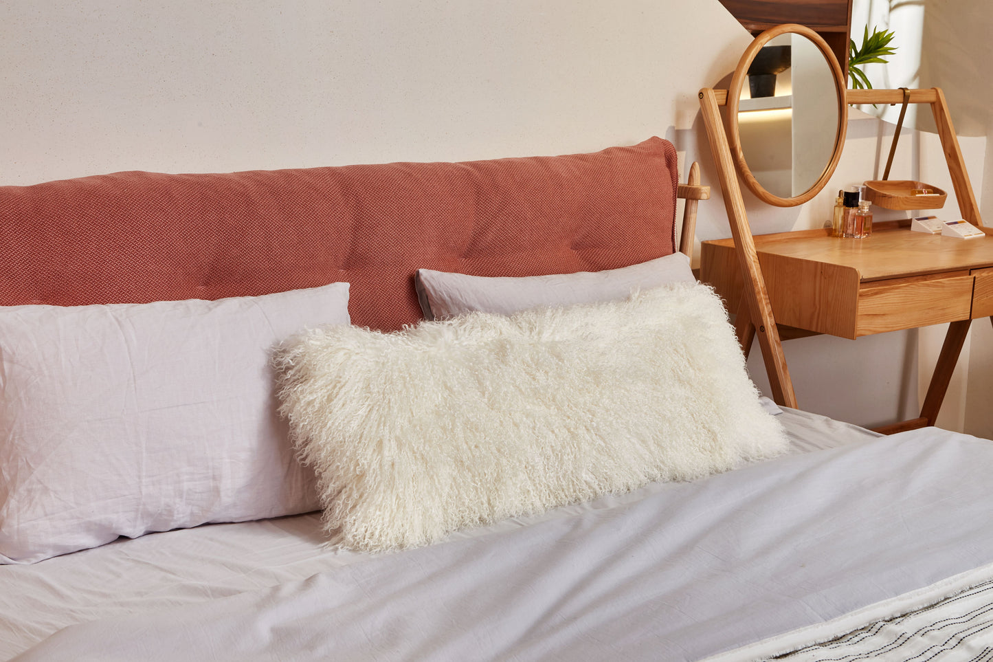 Mongolian Lamb Fur Lumbar Pillow | 14" x 36"