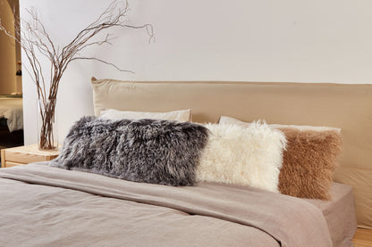 Mongolian Lamb Fur Lumbar Pillow | 14" x 36"