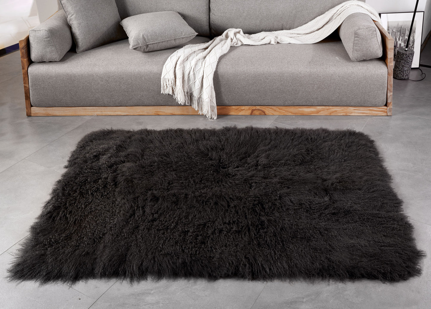 Mongolian & Tibetan Lamb Fur Rug – Multiple Colors