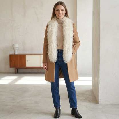 Genuine Mongolian lamb fur scarf, fluffy and warm, elegant winter fashion