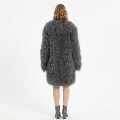 37" Long Mongolian Lamb Fur Jacket