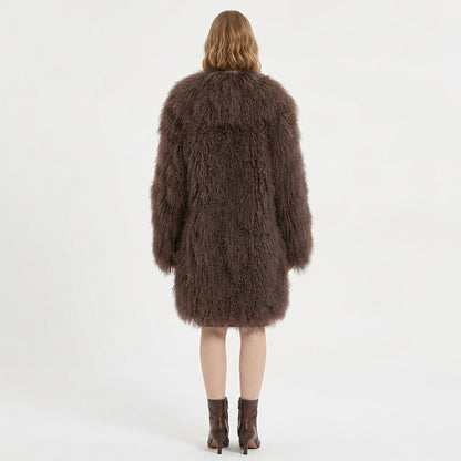 37" Long Mongolian Lamb Fur Jacket