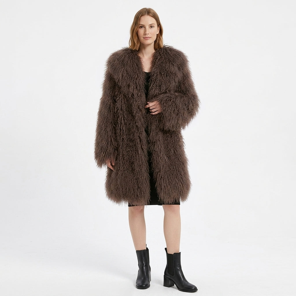 37" Long Mongolian Lamb Fur Jacket