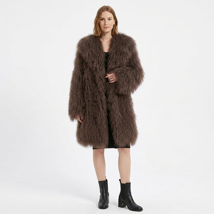 37" Long Mongolian Lamb Fur Jacket