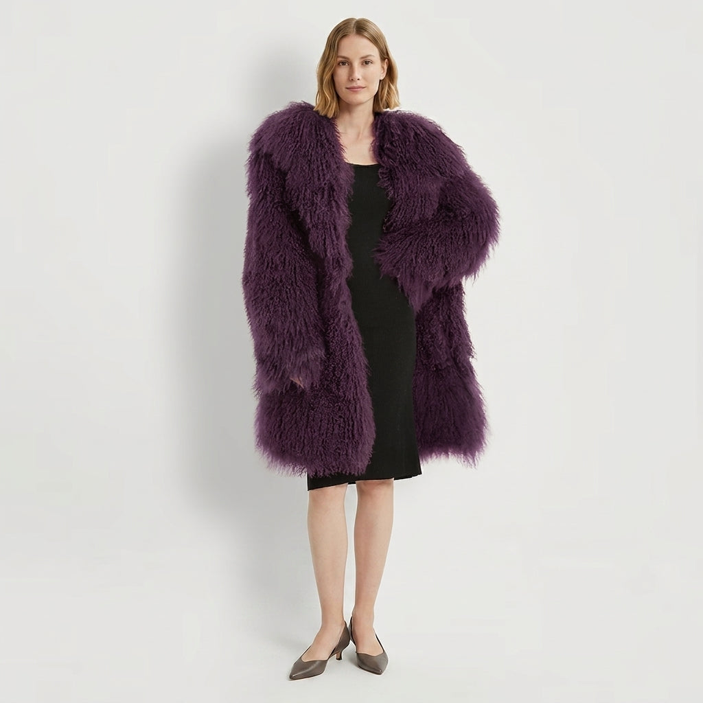 37" Long Mongolian Lamb Fur Jacket