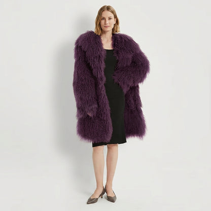37" Long Mongolian Lamb Fur Jacket