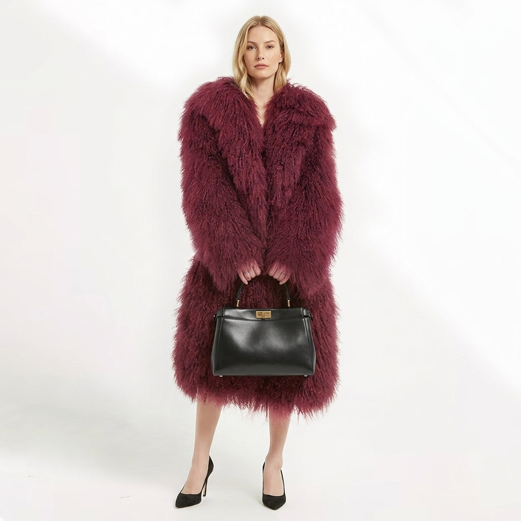 37" Long Mongolian Lamb Fur Jacket