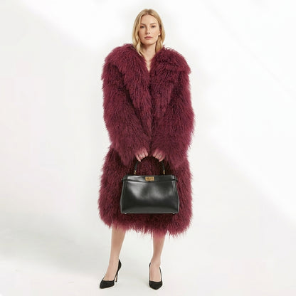 37" Long Mongolian Lamb Fur Jacket