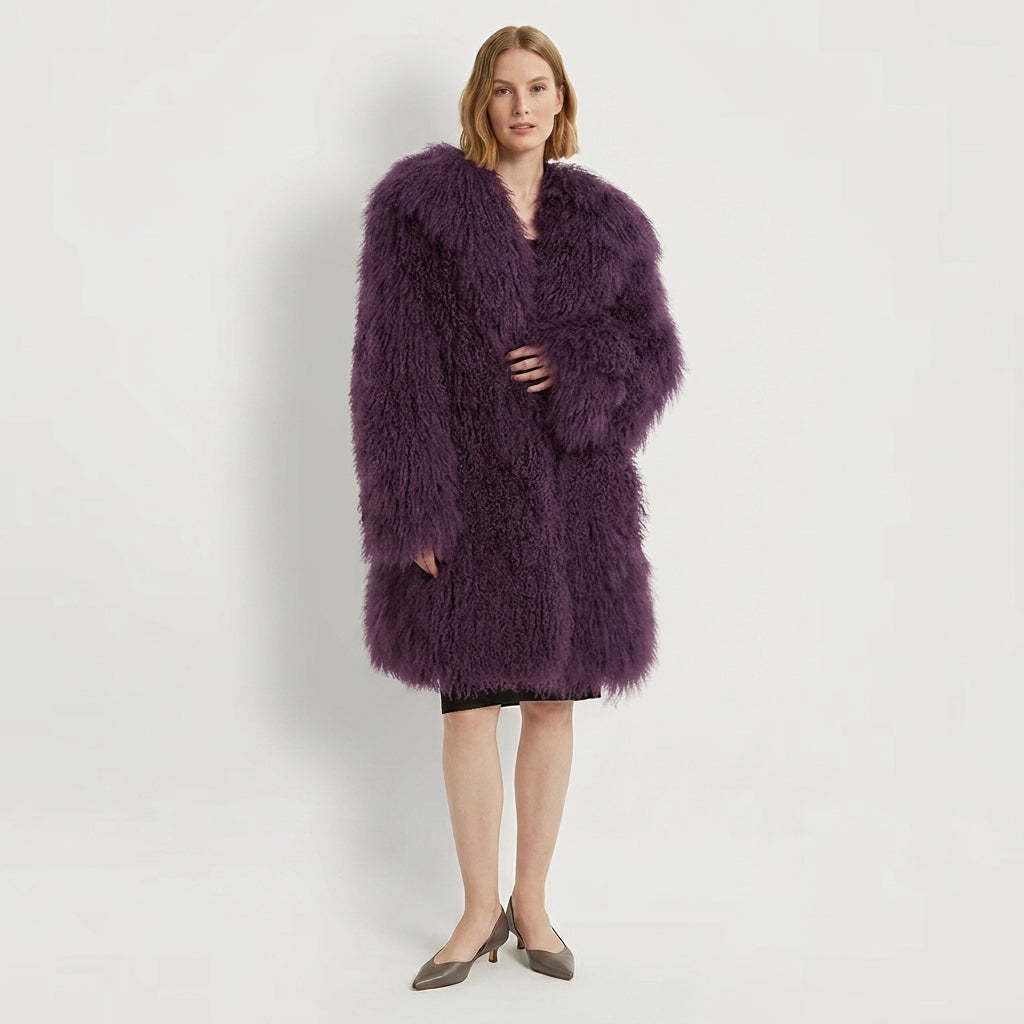 37" Long Mongolian Lamb Fur Jacket