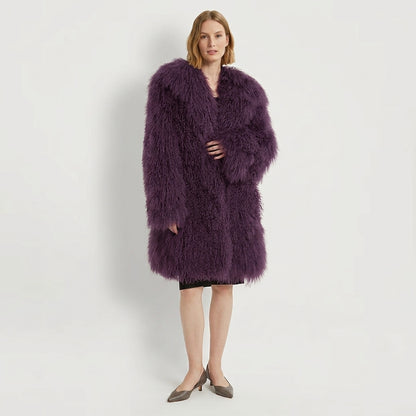 37" Long Mongolian Lamb Fur Jacket